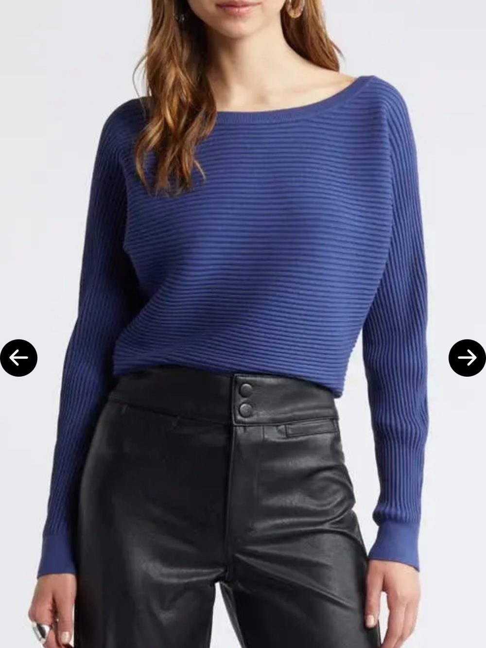 Open Edit NWT Luxe Dolman Sculpt Cobalt Blue Ribbed Boatneck Sweater XL Viscose
